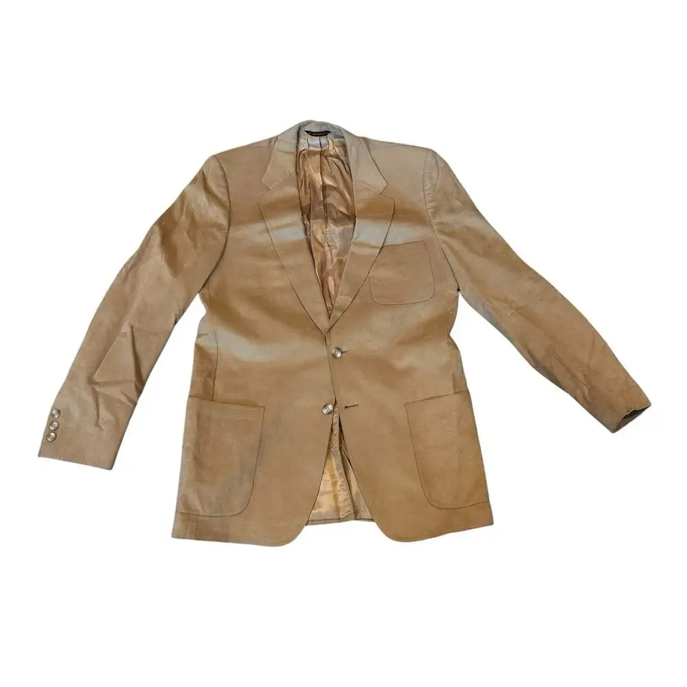 Vintage 80s Tan Faux Suede Blazer 2 Button Men’s 40L